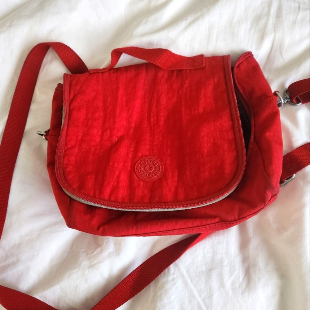 Kipling Sabian Crossbody Bag Dark Red Nylon Lightweight Handbag